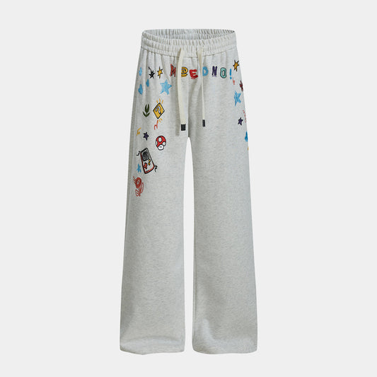 Cartoon Patch Decor | Loose Sweatpants - Luxuryurbanwear