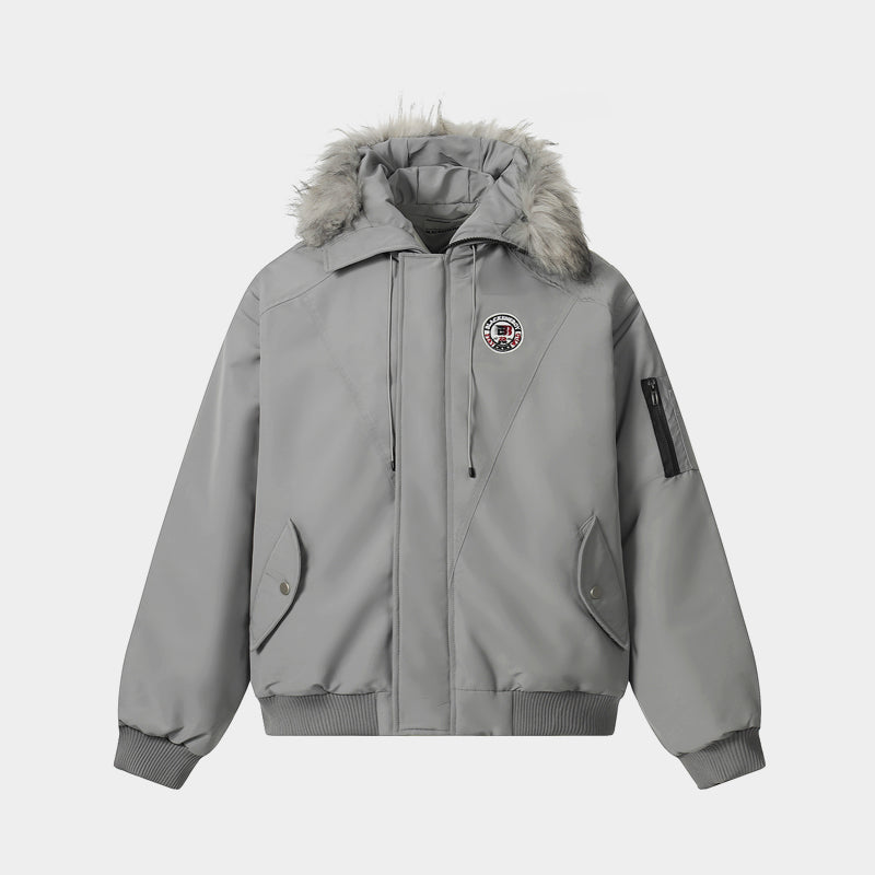 Fur-Trimmed Badge | Hooded Winter Puffer - Luxuryurbanwear