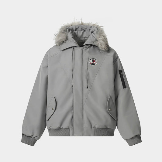 Fur-Trimmed Badge | Hooded Winter Puffer - Luxuryurbanwear