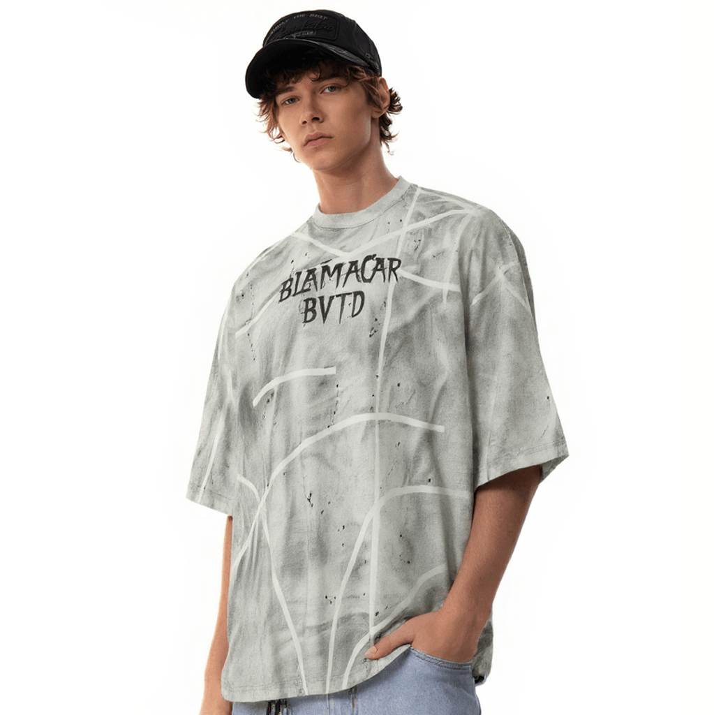Marble Street Print | Distressed T-Shirt - Luxuryurbanwear