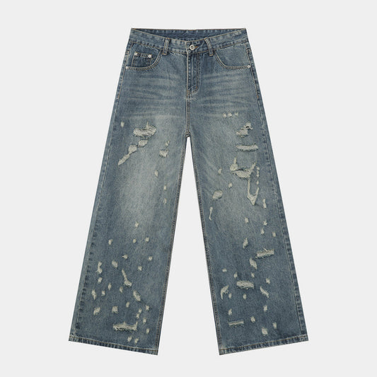 Washed Ripped | Straight Denim Jeans - Luxuryurbanwear