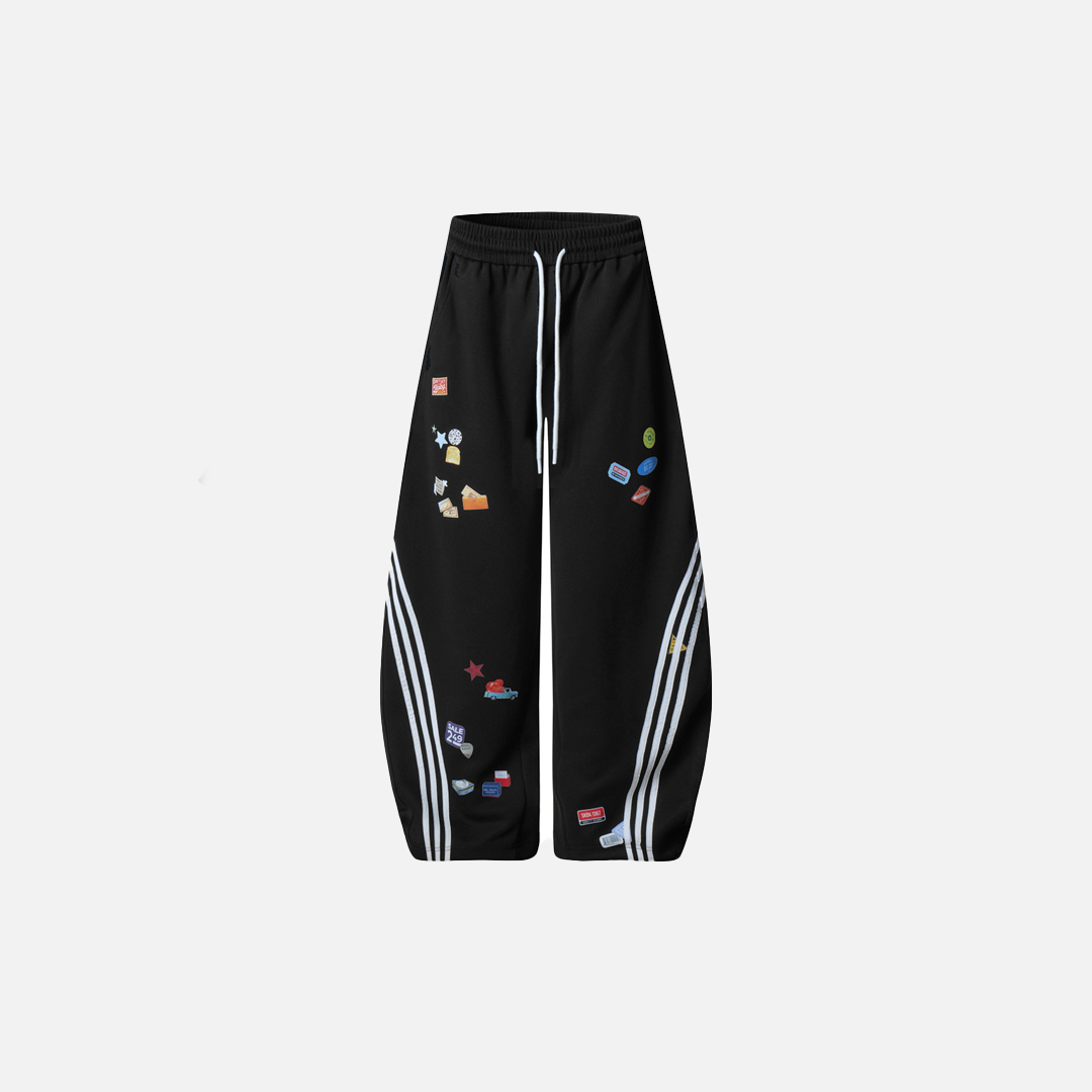 Flattering Striped Patchwork Loose Wide-Leg Sweatpant - Luxuryurbanwear