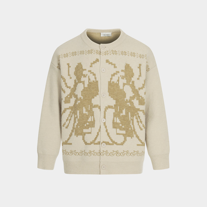 Cyclist Graphic | Knit Retro Cardigan - Luxuryurbanwear