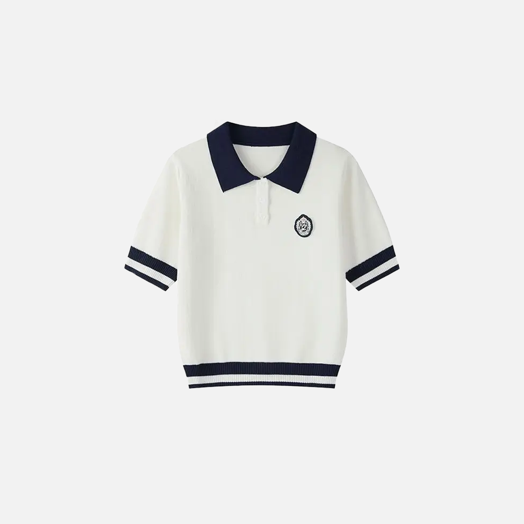 Chic Polo Collar Knit T-Shirt - Luxuryurbanwear