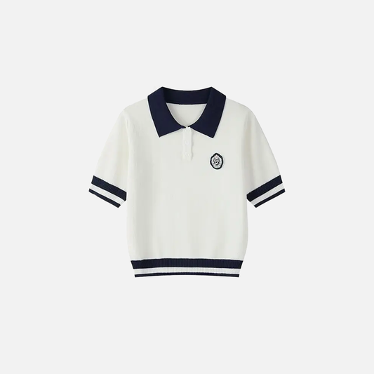 Chic Polo Collar Knit T-Shirt - Luxuryurbanwear