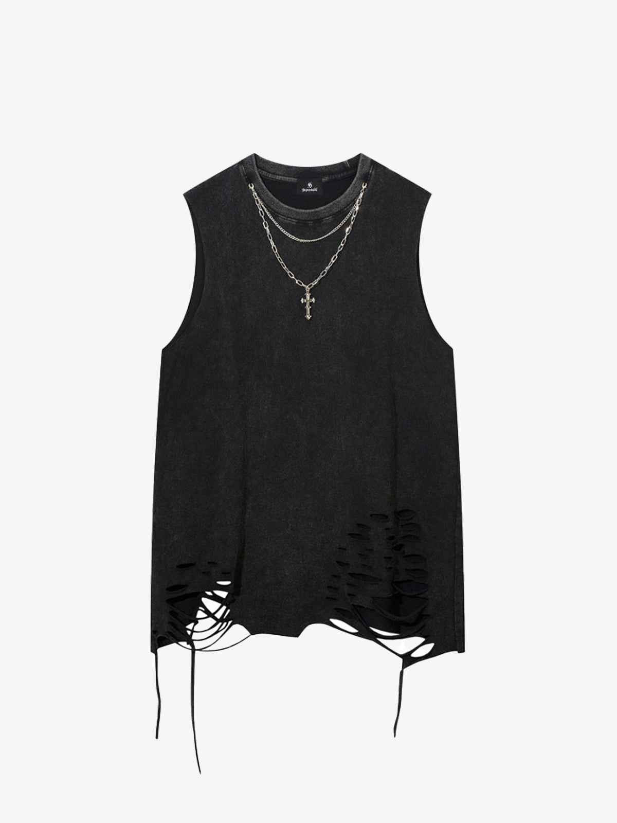 Street Ripped Vest with Detachable Necklace