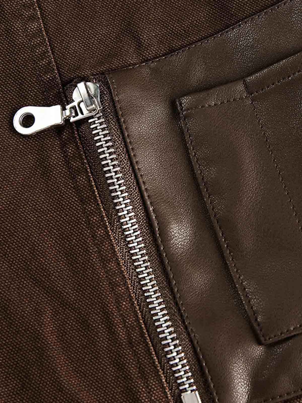 Retro Panelled Utility Multi Pocket Zip Up Bomber Jacket