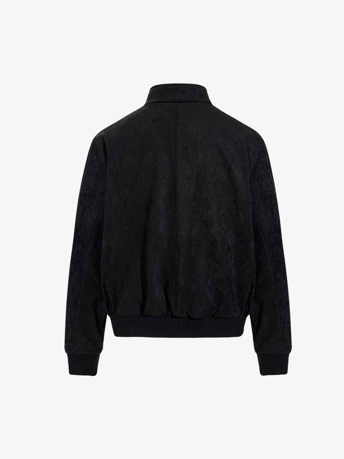 Vintage Stand Collar Metal Button-Structured Bomber Jacket