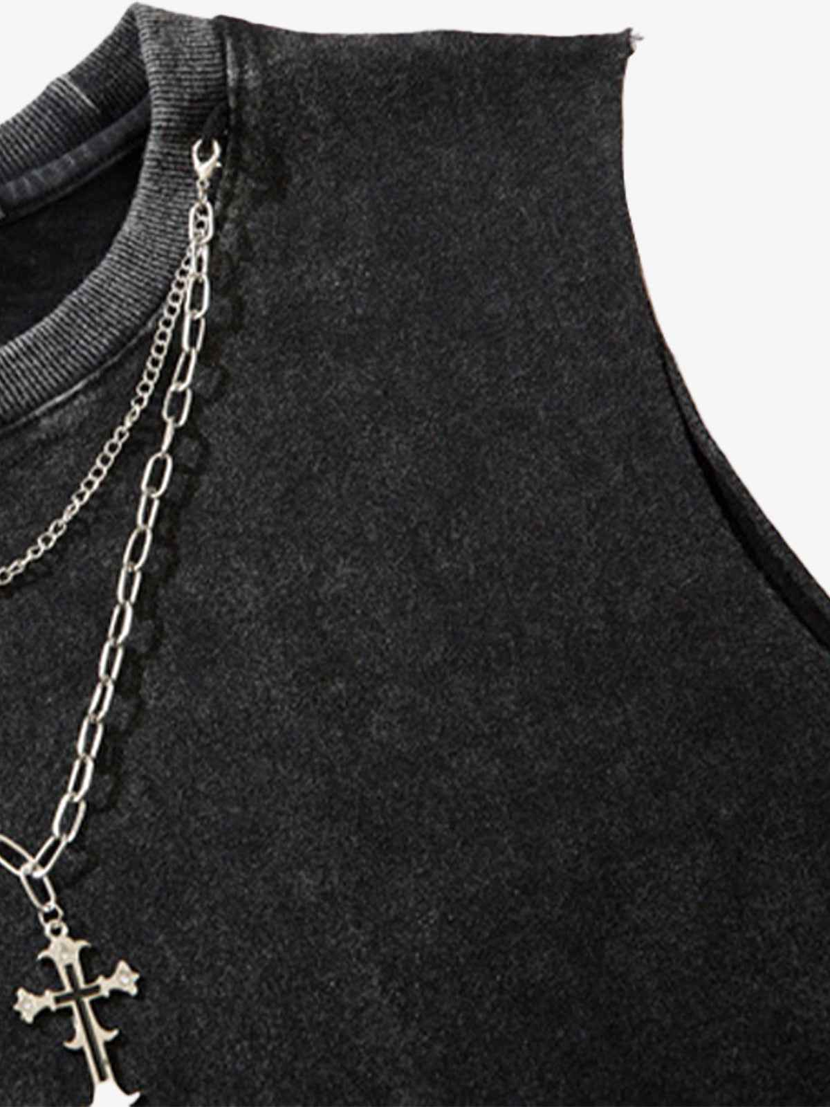 Street Ripped Vest with Detachable Necklace