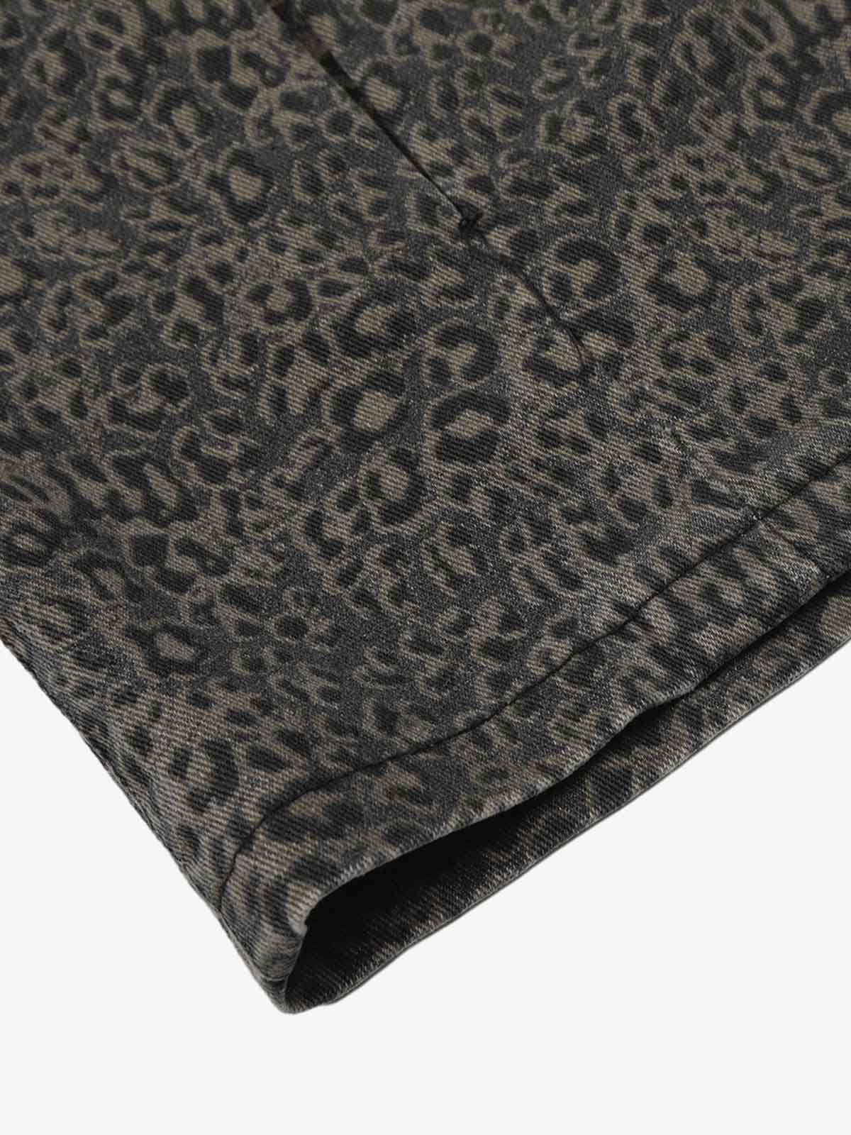 Leopard Pleated Wide Leg Denim Barrel Jeans - Luxuryurbanwear