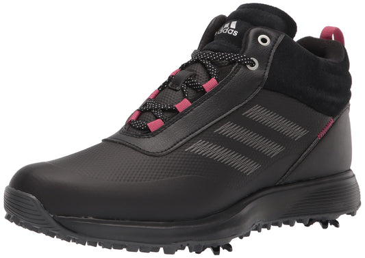 adidas Womens S2g Recycled Polyester Mid Cut Golf Shoes Core Black/Dark Silver/Wild Pink 5.5