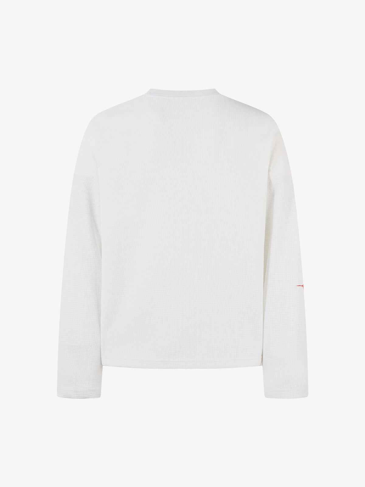 Letter Print Waffle Cross Long-Sleeved T-Shirt