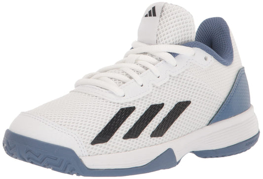 adidas Court Flash Tennis Shoes Sneaker White/Black/Crew Blue 3 US Unisex Little Kid