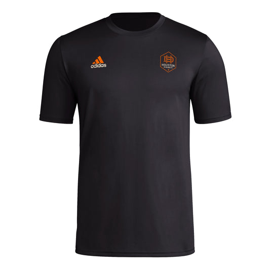 adidas Mens Short Sleeve Pre-Game T-Shirt Black/Houston Dynamo XX-Large