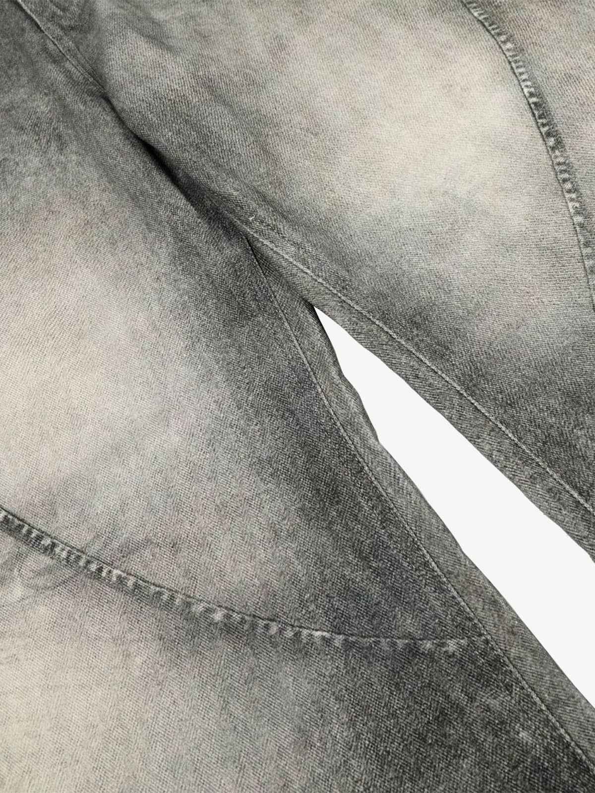 Vintage Heavy Distressed Washed Barrel Jeans