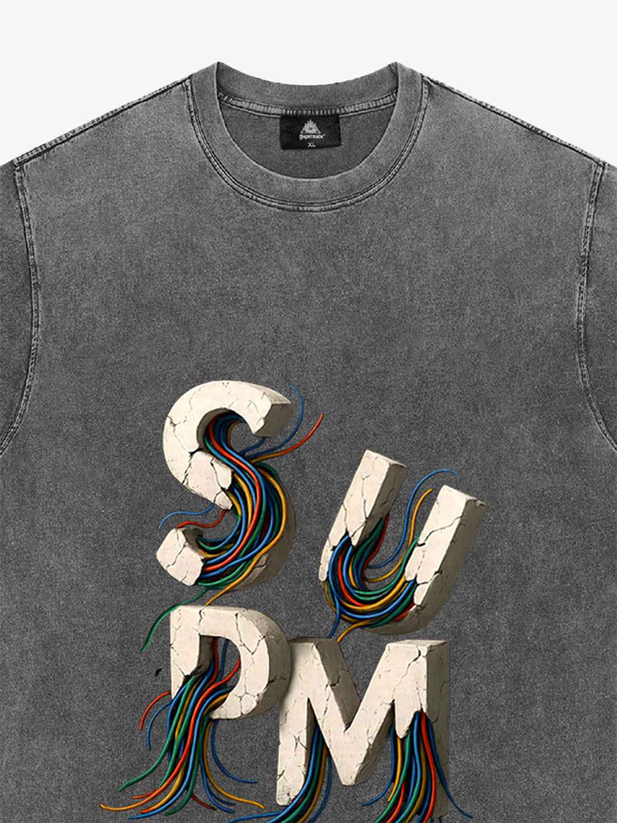 SPMD Letter Cable Graphic T-Shirt