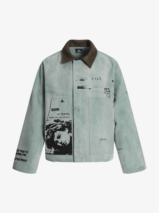 Vintage Washed Distressed Barn Work Jacket - 2582