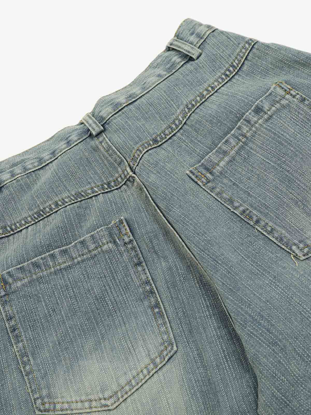 Washed Slub Machete Dye Jeans - Luxuryurbanwear