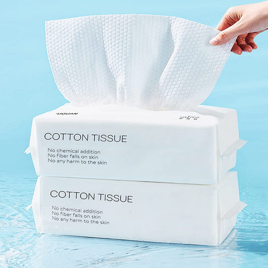 Cotton Facial Dry Wipes 100 Count Deeply Cleansing Disposable Face Towel Cotton Tissue Multi-Purpose for Skin Care Facial Tissue for Cleansing Skincare and Makeup Remover