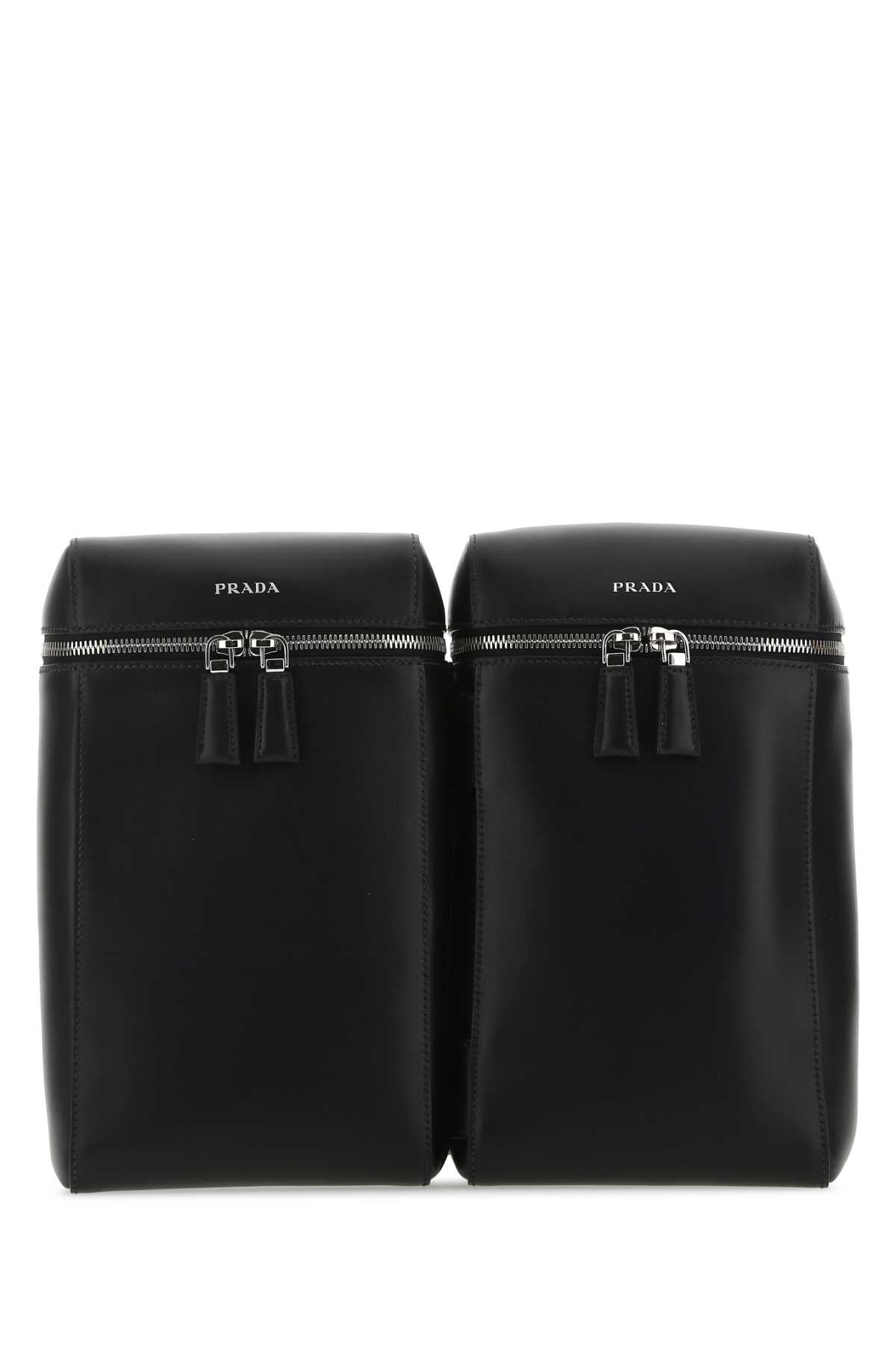 Prada Men Black Leather Backpack