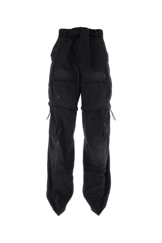 Balenciaga Women Black Cotton Knife Cargo Pantaboots