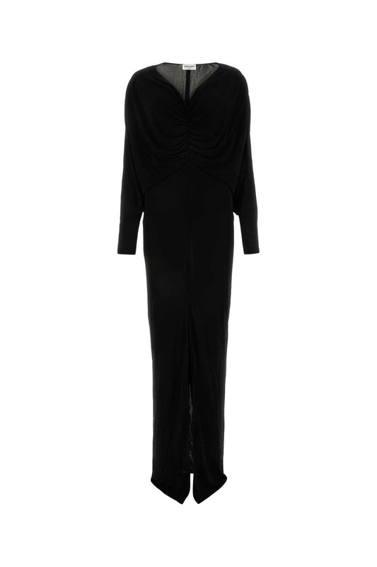 Saint Laurent Women Black Viscose Long Dress