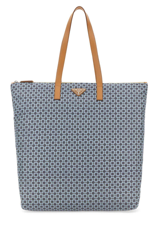 Prada Men Printed Re-Nylon Shopping Bag