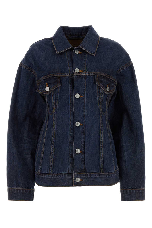 Balenciaga Women Dark Blue Denim Hourglass Jacket
