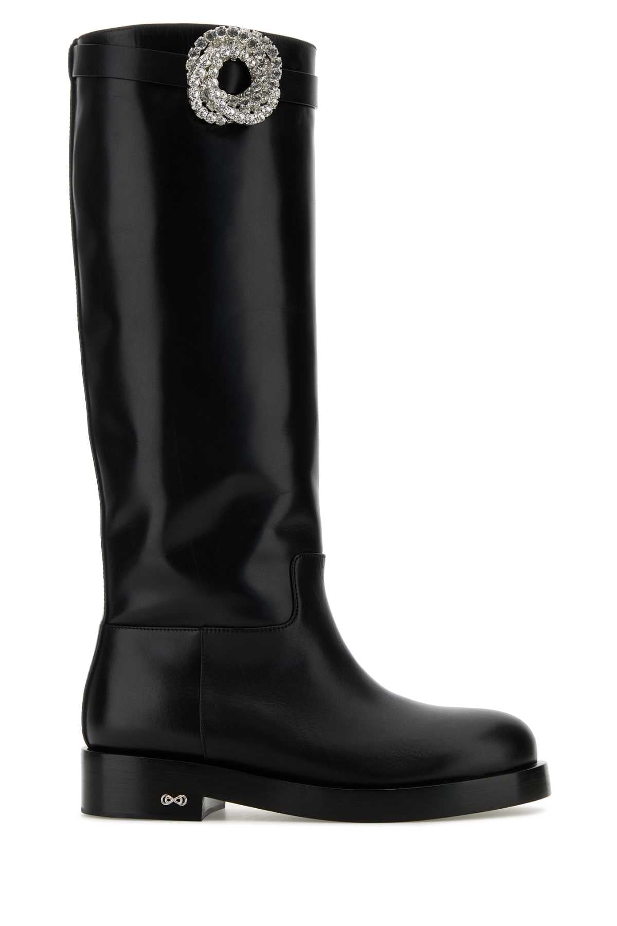 Mach&Mach Women Black Leather Galaxy Riding Boots