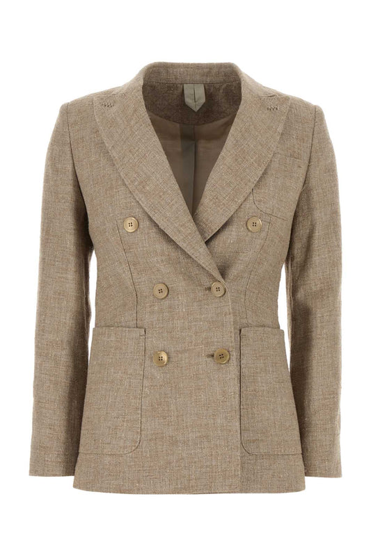 Max Mara Women Cappuccino Linen Blend Targa Blazer
