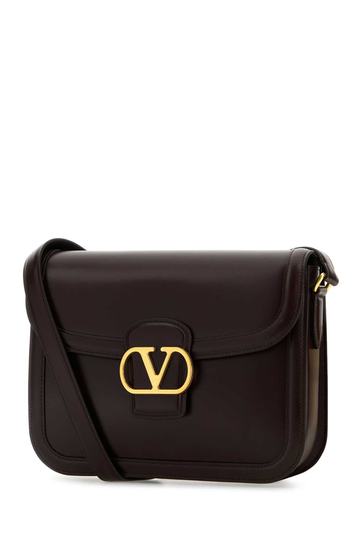 Valentino Garavani Women Dark Brown Leather 9To5 Shoulder Bag