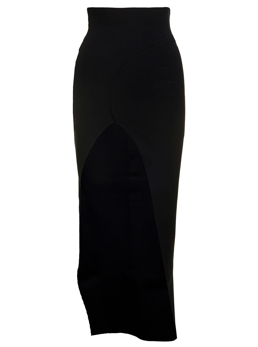 Rick Owens Women 'Theresa' Maxi Black Skirt With Wide Split At The Front In Viscose Blend Woman