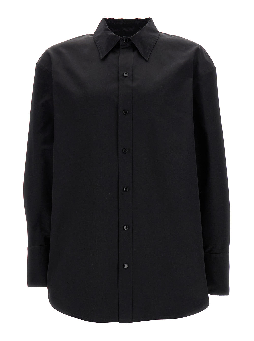 Saint Laurent Men Black Oversize Satin Shirt In Silk Man