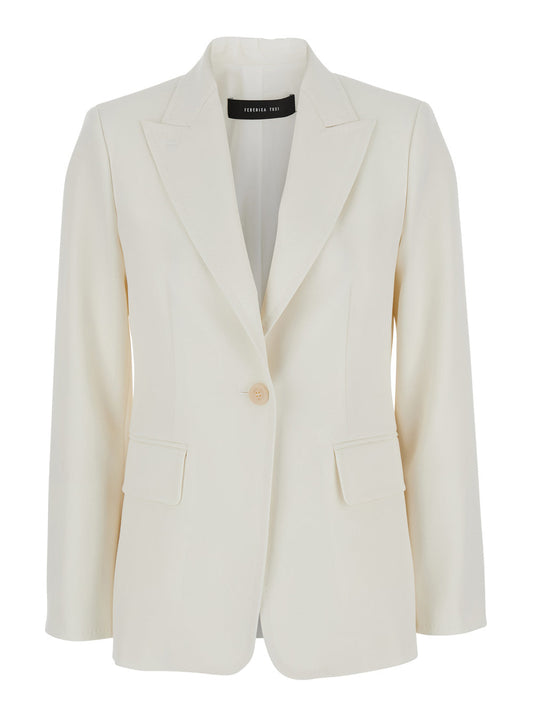 Max Mara Women 'Palchi' White Jacket With Classic Lapels In Virgin Wool Woman