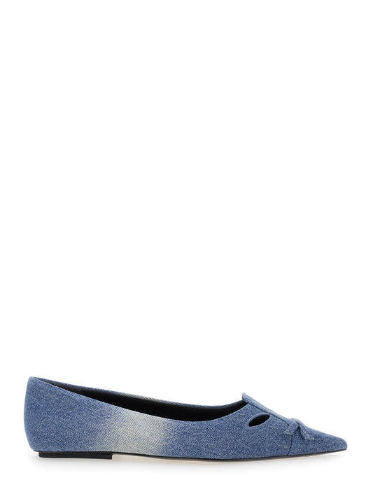 Marc Jacobs Women 'The Kat' Blue Ballerinas With Cut-Out Detail And Bow On The Front In Cotton Woman