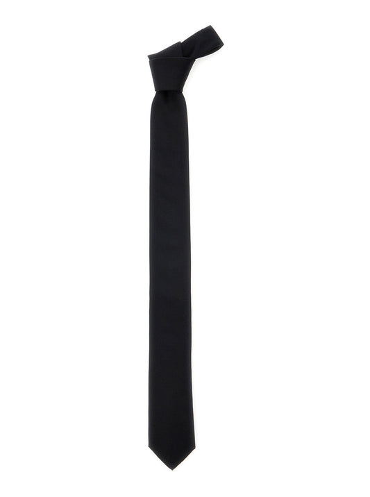 Dolce & Gabbana Men Black Tie With Single Loop On The Rear In Silk Man