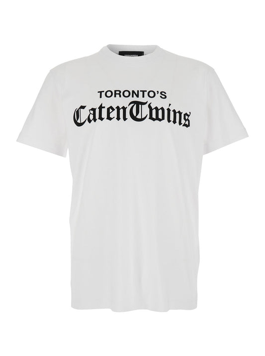 Dsquared2 Men White T-Shirt With Logo On The Front In Cotton Man