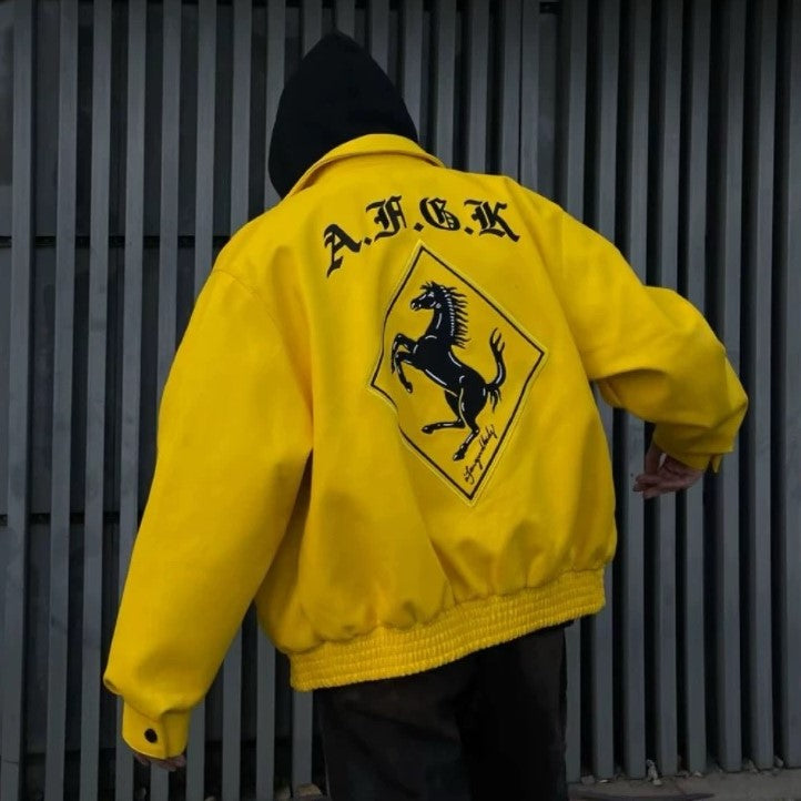 Racing | Retro Leather Jacket - Luxuryurbanwear
