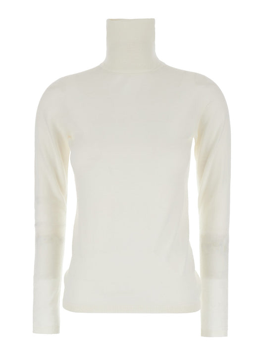 Max Mara Women White High Neck Sweater In Wool Woman