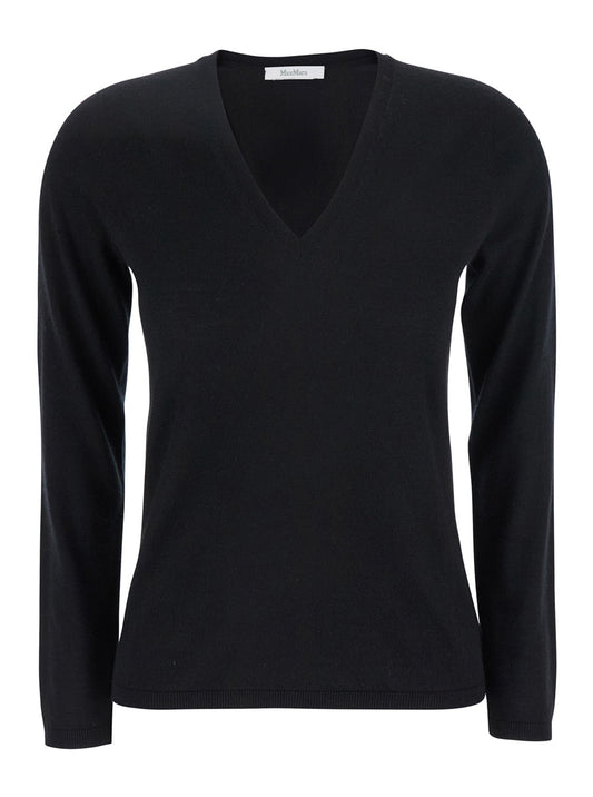 Max Mara Women Black V-Neck Sweater In Cashmere Woman