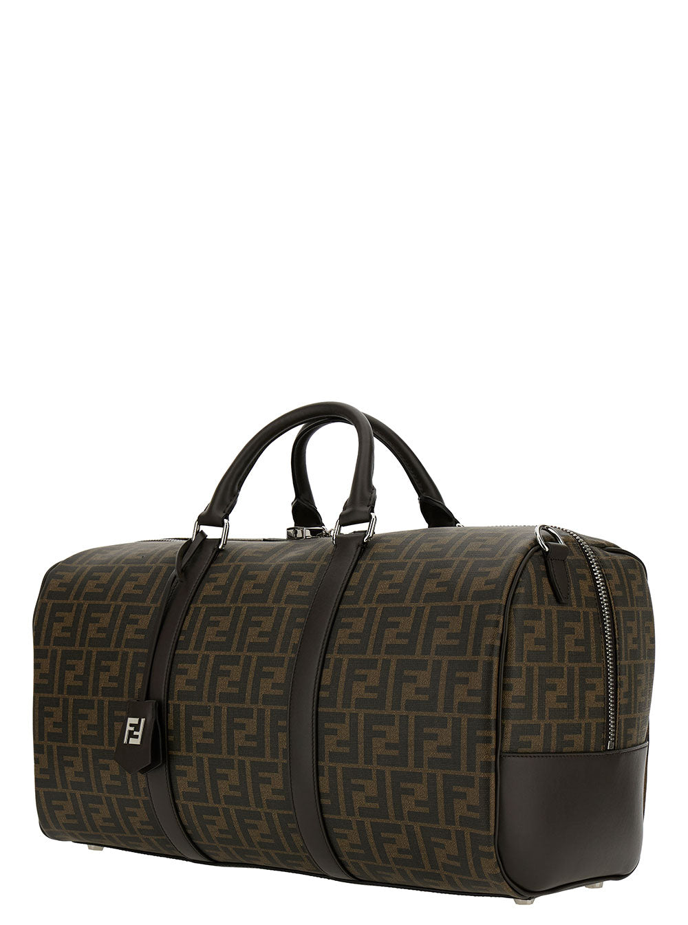 Fendi Men Brown Suitcase With All-Over Ff Motif And Ff Plate On The Front In Fabric For Men
