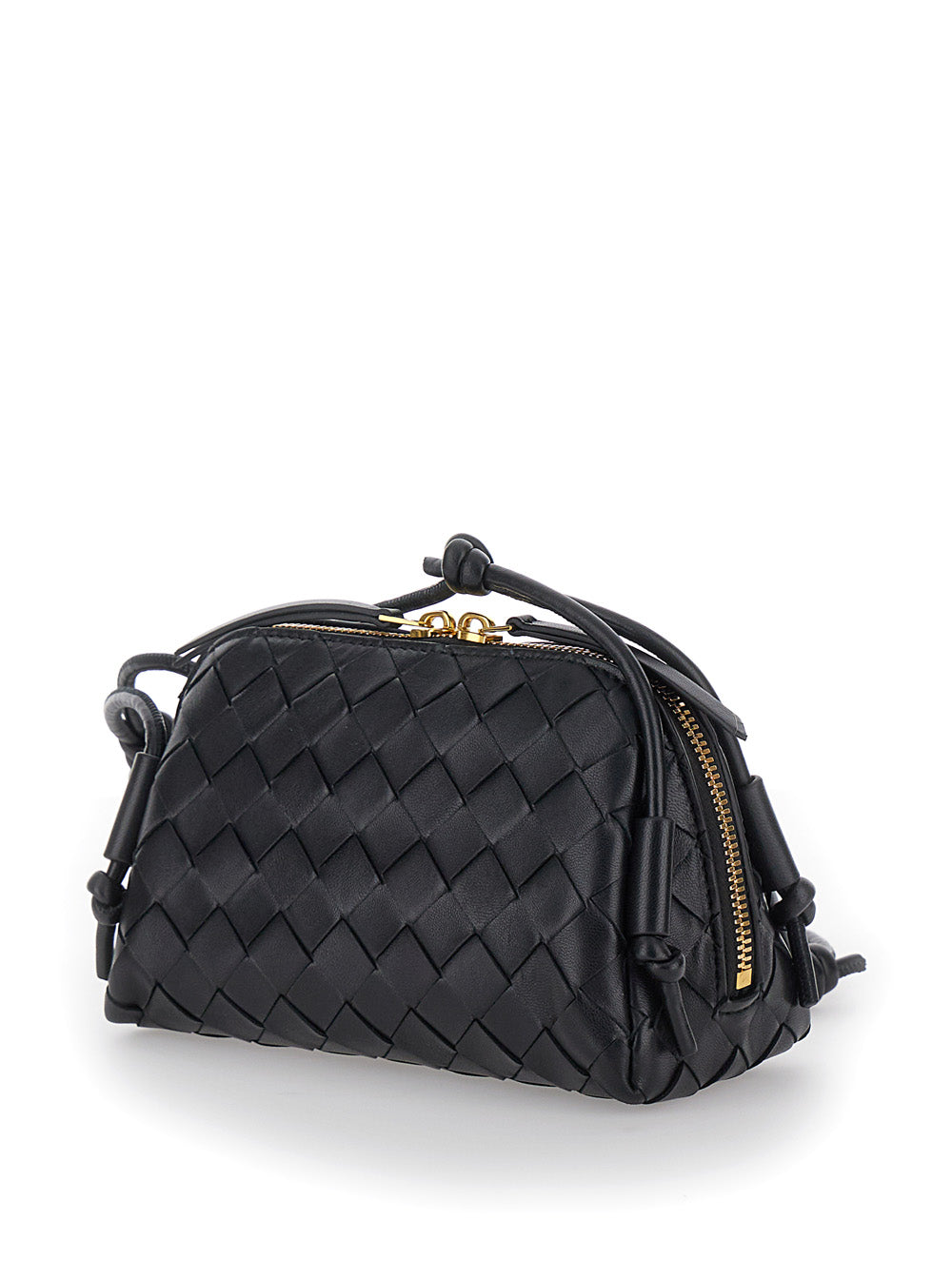 Bottega Veneta Women Crossbody Bag 'Concert' With Intreccio Motif In Black Leather For Women