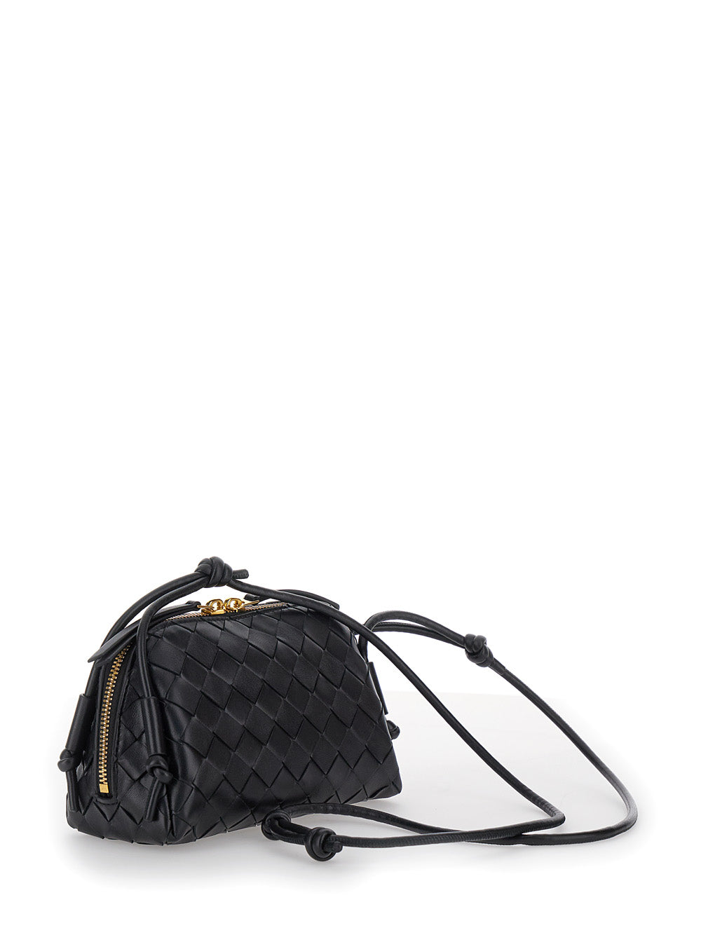 Bottega Veneta Women Crossbody Bag 'Concert' With Intreccio Motif In Black Leather For Women