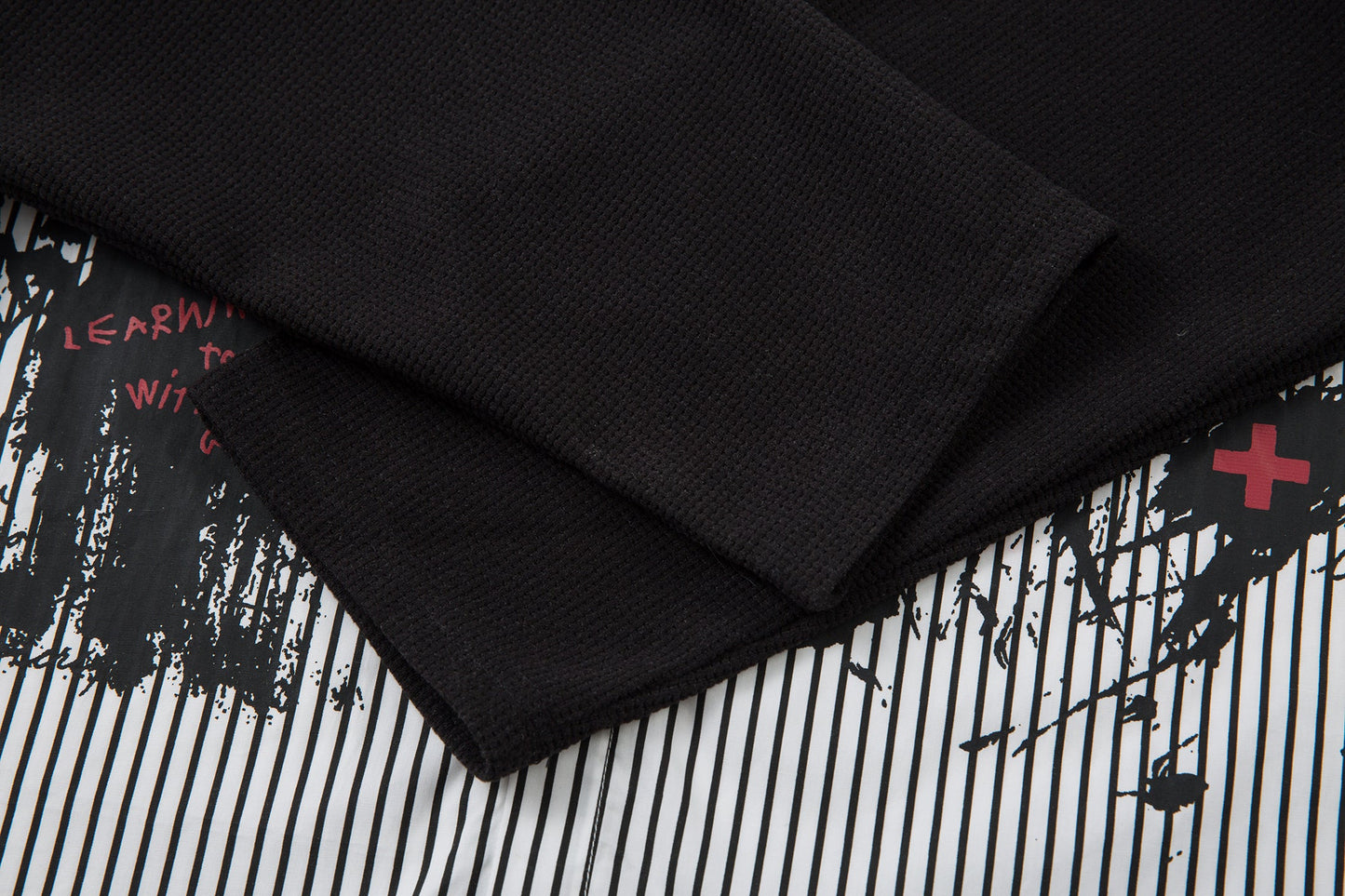 Graffiti Print Layered | Striped Sweatshirt - Luxuryurbanwear