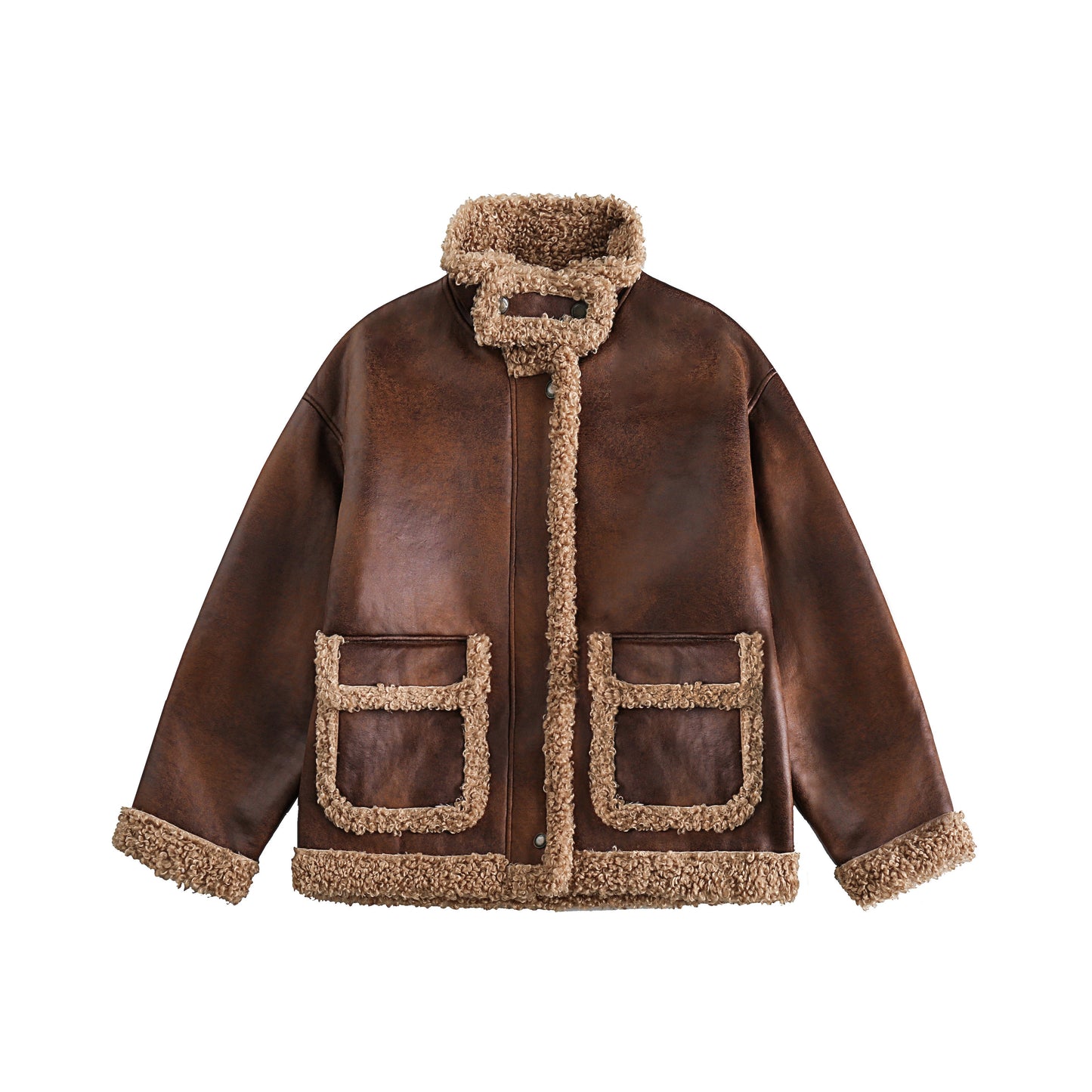 Rustfield | Faux Shearling Lined Aviator Jacket - Luxuryurbanwear