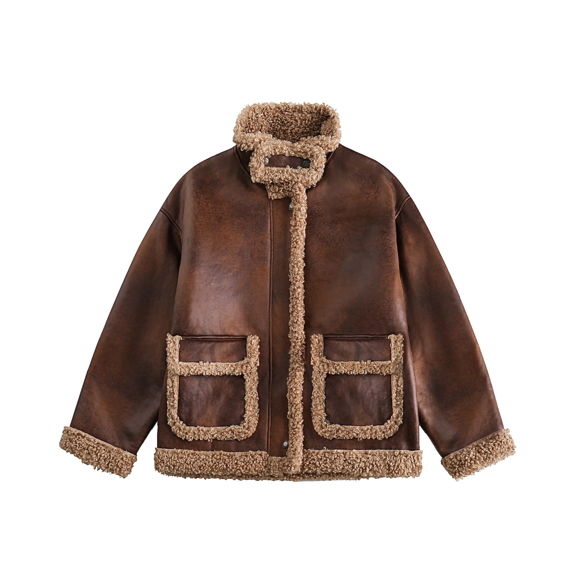 Rustfield | Faux Shearling Lined Aviator Jacket - Luxuryurbanwear