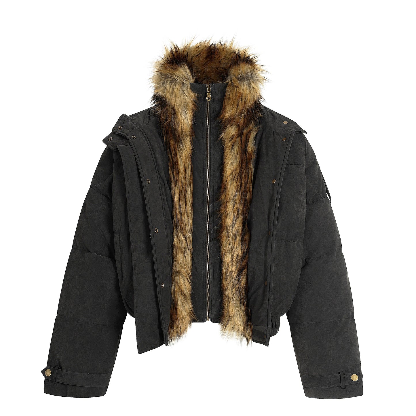 Nordic Trail | Faux Suede Puffer with Fur Lining - Luxuryurbanwear