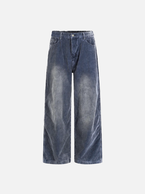 Retro Corduroy Casual Washed Wide Leg Pants - Luxuryurbanwear