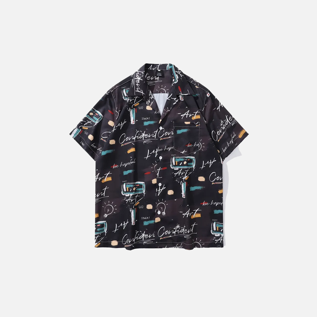 Unique Graffiti Flexible Short Sleeve Beach Shirt - Luxuryurbanwear