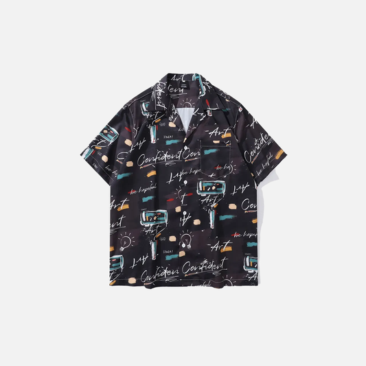 Unique Graffiti Flexible Short Sleeve Beach Shirt - Luxuryurbanwear